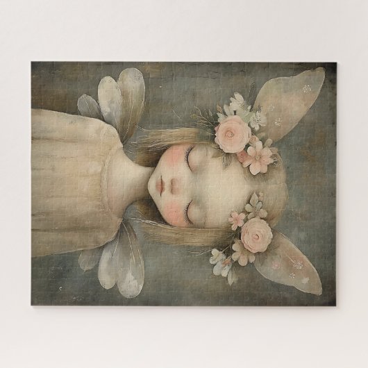 ヴィンテージフェアリーシャビーシックな質感フローラ ジグソーパズル (横)