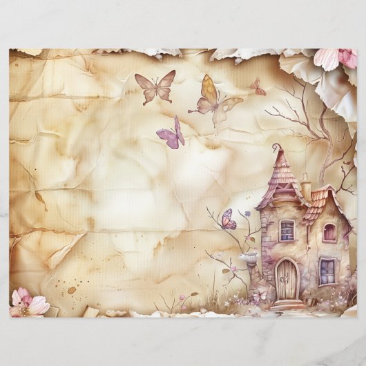 ヴィンテージフェアリージャンクジャーナルスクラップブック紙 (裏面)