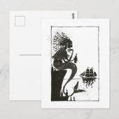 ヴィンテージフェアリーテールマーメイドイラストレーション ポストカード (正面/裏面)