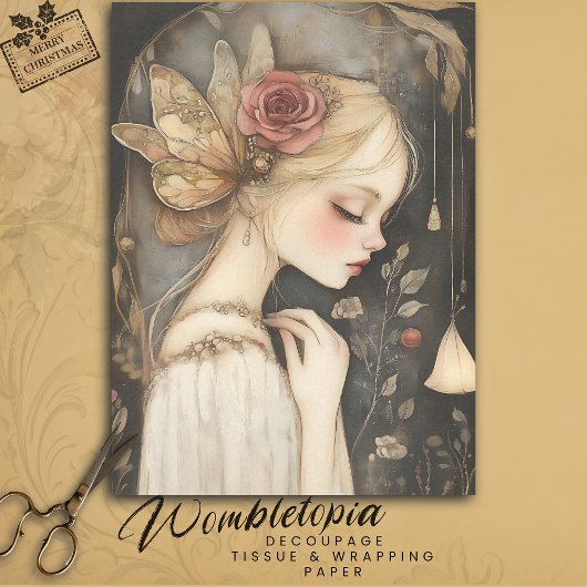 ヴィンテージフェアリーバラ&バタフライウィングスデクページ 薄葉紙