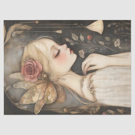 ヴィンテージフェアリーバラ&バタフライウィングスデクページ 薄葉紙 (正面)