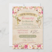 ヴィンテージフェアリーファースト誕生日招待状 招待状 (正面)