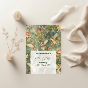 ヴィンテージフェアリーファースト・ガールの1歳の誕生日 招待状