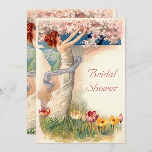 ヴィンテージフェアリーブロッサムブライダルシャワー 招待状 (正面/裏面)