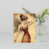 ヴィンテージフェアリーメリークリスマスグリーティングレトロ写真 箔シーズンポストカード (立ち正面)