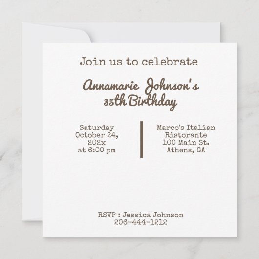 ヴィンテージフェアリー変更アート誕生日 招待状 (裏面)