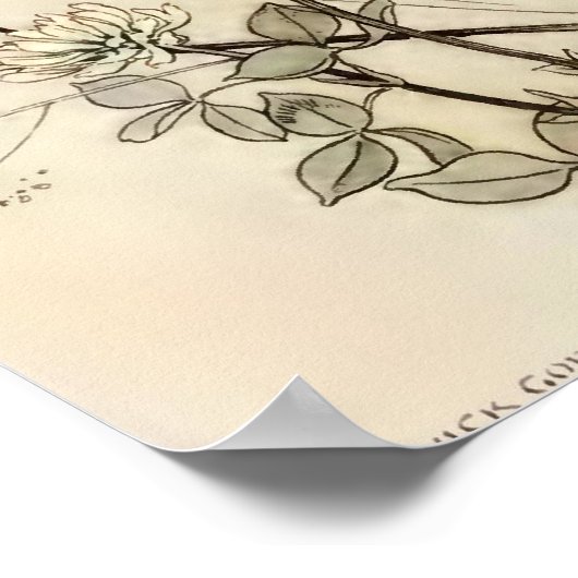 ヴィンテージフェアリー子供部屋アートフェアリー蝶に乗る ポスター (角)