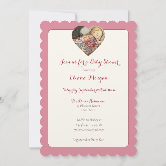 ヴィンテージフェアリー赤ちゃんシャワー 招待状 (裏面)