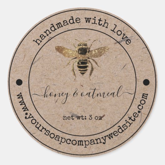 ヴィンテージフェイククラフト紙 |手作り石鹸ラベル ラウンドシール (正面)