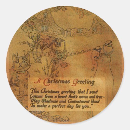 ヴィンテージフェイククリスマスステッカー ラウンドシール (正面)