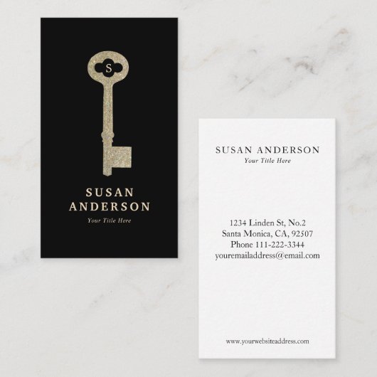 ヴィンテージフェイクグリッター鍵名刺 名刺