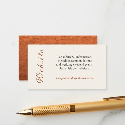 ヴィンテージフェイクコッパー・テクスチャー結婚・クリーム エンクロージャーカード (正面/裏面インサイチュ)