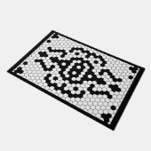 ヴィンテージフェイクタイル白黒縁ど厚 ドアマット (アングル)