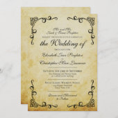 ヴィンテージフェイクパーチエレガントョフォーマルン結婚ズ 招待状 (正面/裏面)