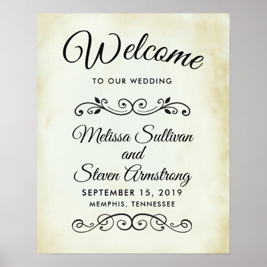 ヴィンテージフェイクパーチメントは私たち結婚の ポスター (正面)