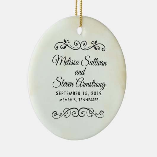 ヴィンテージフェイクパーチメントウェスタンスタイル結婚ズ セラミックオーナメント (右)