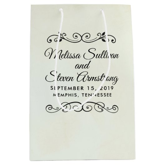 ヴィンテージフェイクパーチメントウェスタンスタイル結婚ズ ミディアムペーパーバッグ (正面)