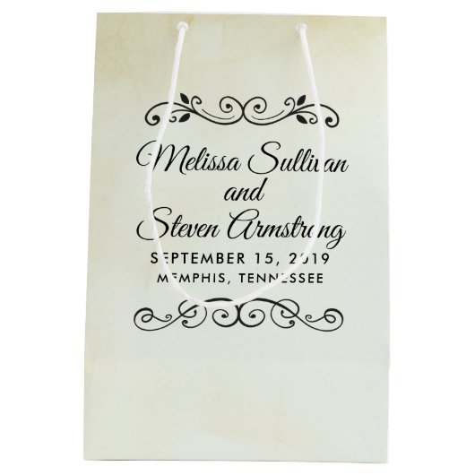 ヴィンテージフェイクパーチメントウェスタンスタイル結婚ズ ミディアムペーパーバッグ (裏面)