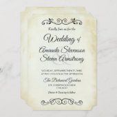 ヴィンテージフェイクパーチメントウェスタンスタイル結婚ズ 招待状 (正面/裏面)