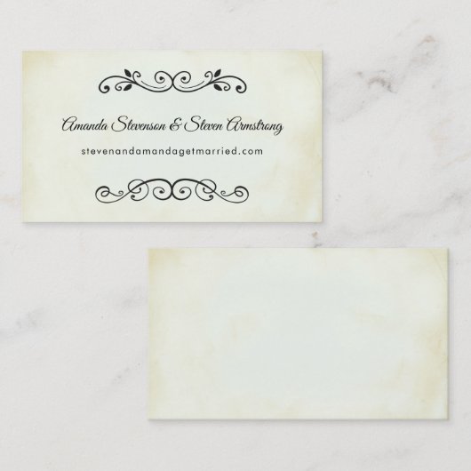 ヴィンテージフェイクパーチメントエレガントウェディングサイト 名刺 (正面/裏面)