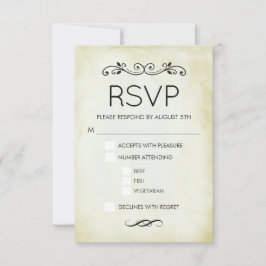 ヴィンテージフェイクパーチメントシンプルエレガントウェディングRSVP 出欠カード