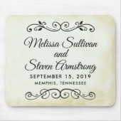ヴィンテージフェイクパーチメントシンプル&エレガントウェディング マウスパッド (正面)