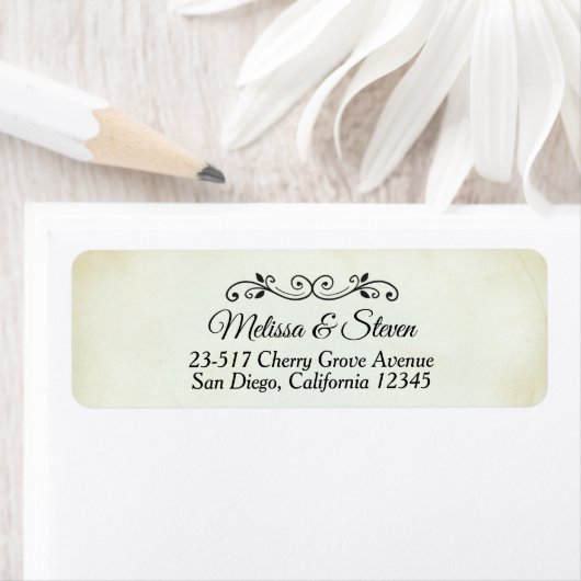 ヴィンテージフェイクパーチメントシンプル&エレガントウェディング ラベル (インサイチュ)