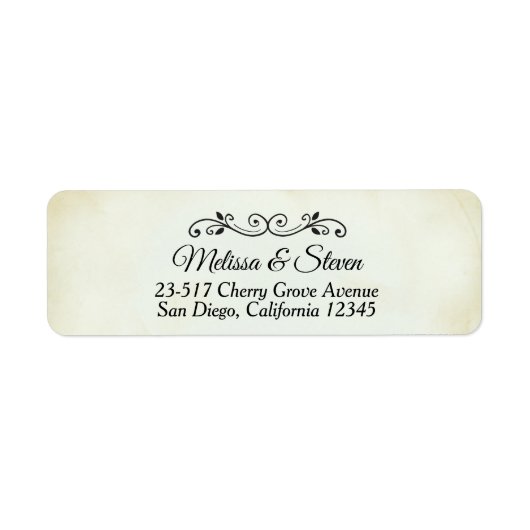 ヴィンテージフェイクパーチメントシンプル&エレガントウェディング ラベル (正面)