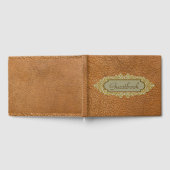 ヴィンテージフェイクブラウンレザーとゴールデン名前をカスタムする ゲストブック (全面)