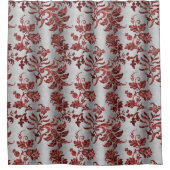 ヴィンテージフェイクベルベットボタニカルラッセットシルバー シャワーカーテン (正面)