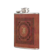 ヴィンテージフェイクレザーケルト結び目模様テンプレート フラスク (左)