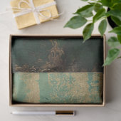 ヴィンテージフェイク金ゴールドバロックオーナメントエメラルドグリーン 薄葉紙 (ギフト)