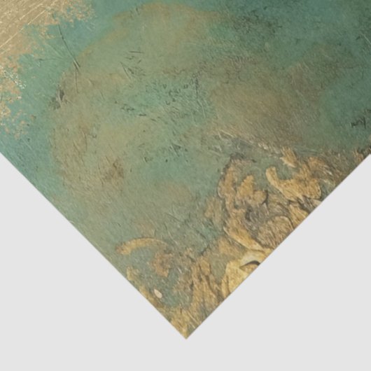 ヴィンテージフェイク金ゴールドバロックオーナメントエメラルドグリーン 薄葉紙 (詳細)