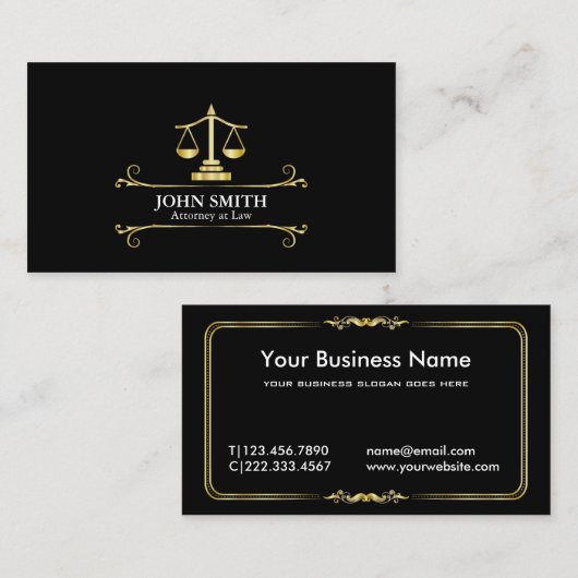 ヴィンテージフェイク金ゴールドライブラリプロフェッショナル弁護士 名刺 (正面/裏面)