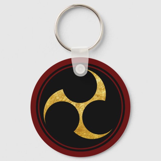 ヴィンテージフェイク金ゴールド小早川日本文図 キーホルダー (正面)