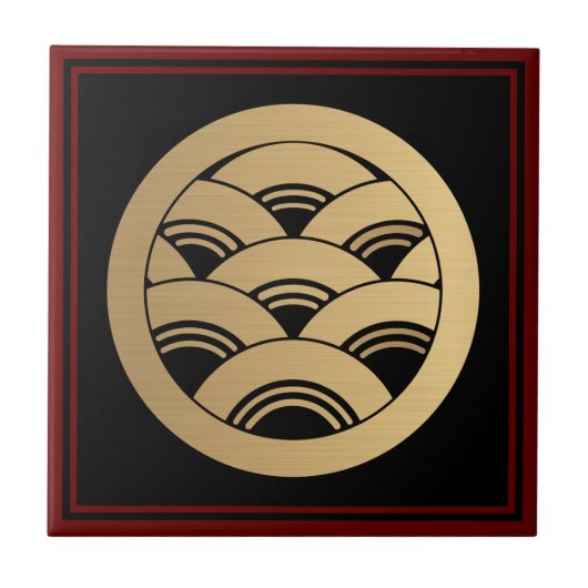 ヴィンテージフェイク金ゴールド日本かもん波東洋 タイル (正面)