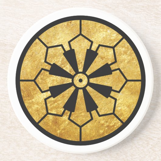 ヴィンテージフェイク金ゴールド日本三社祭駒形門 コースター (正面)