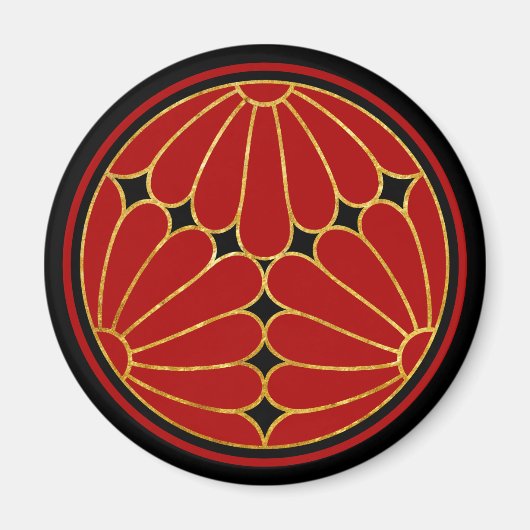 ヴィンテージフェイク金ゴールド菊菊モングラフィック マグネット (正面)