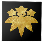 ヴィンテージフェイク金ゴールド鎌倉源日本門美術 タイル (正面)