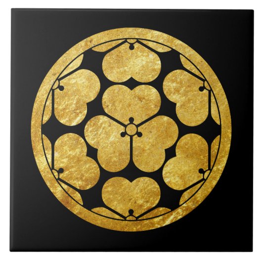 ヴィンテージフェイク金ゴールド長宗我部日本文東洋美術 タイル (正面)