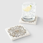 ヴィンテージフェイク金属デザインストーンコースター ストーンコースター (横)