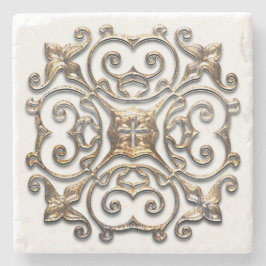 ヴィンテージフェイク金属デザインストーンコースター ストーンコースター