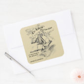 ヴィンテージフェザーペン&ブックスEx Librisテンプレート スクエアシール (封筒)