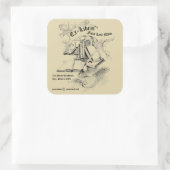 ヴィンテージフェザーペン&ブックスEx Librisテンプレート スクエアシール (バッグ)