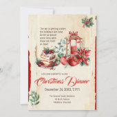 ヴィンテージフェスティバルの葉レッドポインセチアのクリスマス 招待状 (正面)