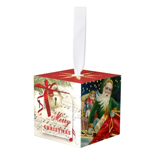 ヴィンテージフェスティバルキューブクリスマス飾り キューブオーナメント (正面アングル)