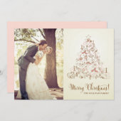 ヴィンテージフェスティバルクリスマスツリー休日フォトカード シーズンカード (正面/裏面)