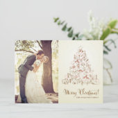 ヴィンテージフェスティバルクリスマスツリー休日フォトカード シーズンカード (スタンド正面)