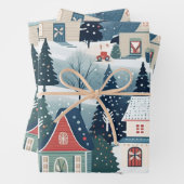 ヴィンテージフェスティバルクリスマスビレッジパターン ラッピングペーパーシート (インサイチュ)