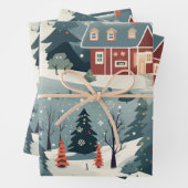 ヴィンテージフェスティバルクリスマスビレッジパターン ラッピングペーパーシート (インサイチュ)